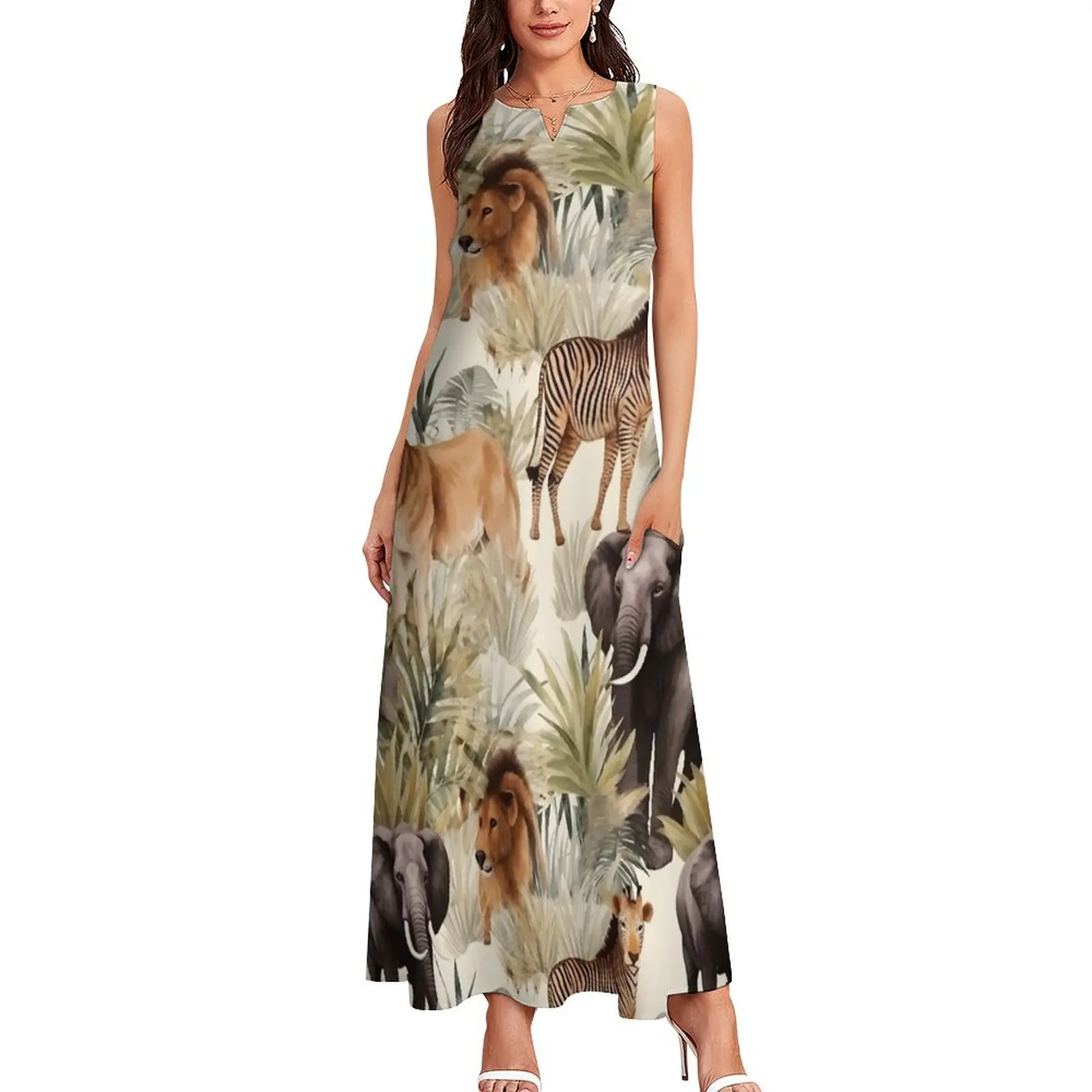 Watercolor Safari Adventures Long Dress clothes for women dress summer Dress