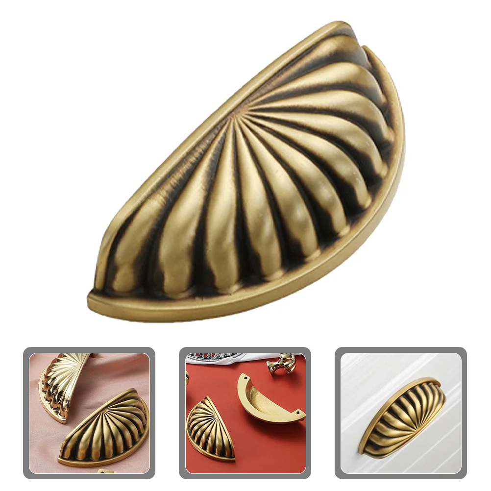 

Furniture Pull Handle Brass Shell Design 76mm Hole Spacing Replacement Cabinet Door Handle Metal Drawer Pulls Wardrobe Handles
