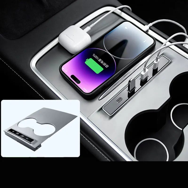 Docking station der Mittel konsole USB-Hub für Tesla Modell 3 y Smart Sensor Schnell lade adapter Zubehör