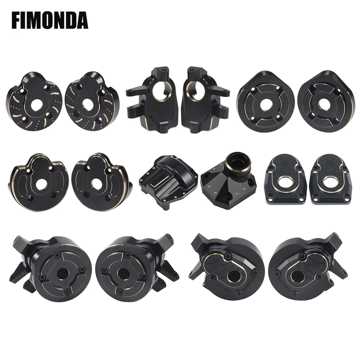 블랙 황동 웨이트 스티어링 너클 포털 커버 세트, Axial Capra SCX10 III AR45P SuperShafty CP44 Vanquish F9 액슬 하우징 