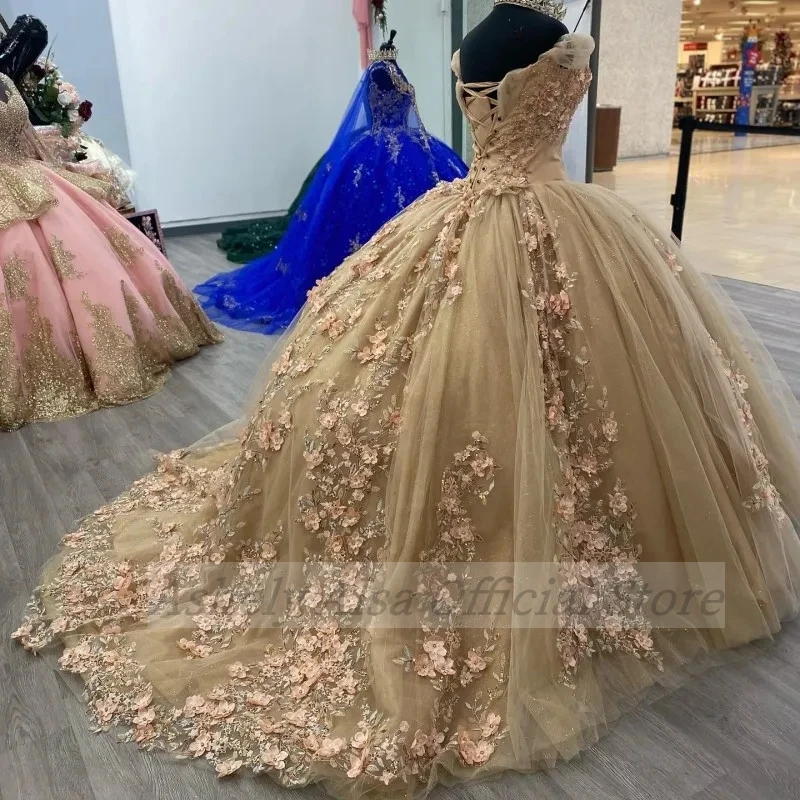 AAQ156 Angepasst Mädchen Geburtstag Party Kleid Frauen Off Schulter Spitze Applique Süße 16 14 Prom vestidos de 15 quinceañera 2025