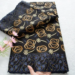 Swiss Voile Cotton Lace Fabric 2025 High Quality 5 Yards African Nigerian Embroidered Cotton Lace Fabric for Elegant Dress A4169