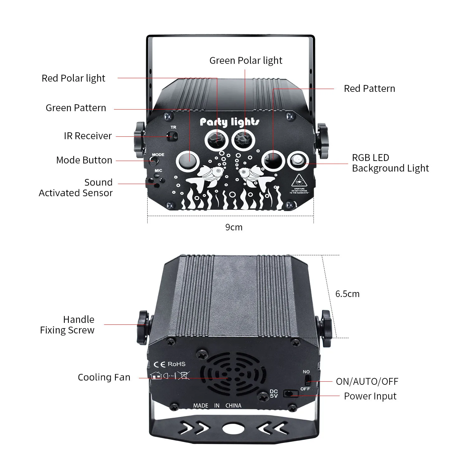 Свет для вечеринки DJ Disco Light Лазерная вспышка сценический проектор, подходит для украшения дома, вечеринки, клуба, караоке, окружающий свет