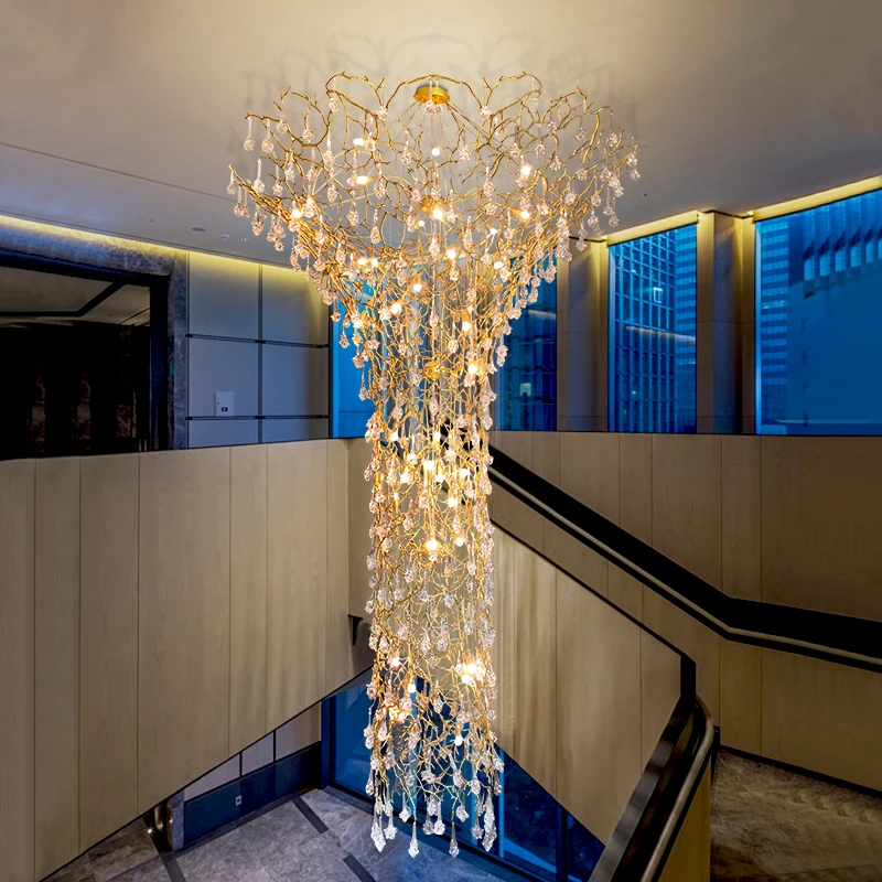 European Style Crystal Chandelier duplex Villa Hotel staircase lamp luxury atmosphere Sales Department lobby engineering lamps