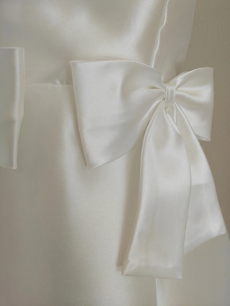 Reddachic brilhante branco feminino vestido de noite sólido cetim texturizado arco sem alças espartilho split maxi vestido longo elegante roupas formais