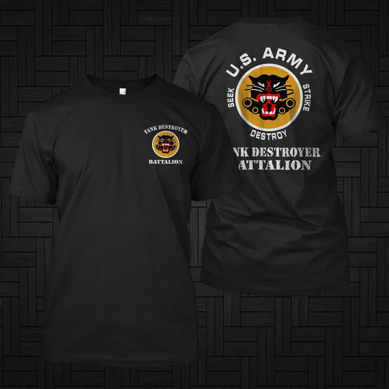 US Army Tank Destroyer Battalion Emblem Symbol T-Shirt 100% Cotton O-Neck Summer Short Sleeve Casual Mens T-shirt Size S-3XL