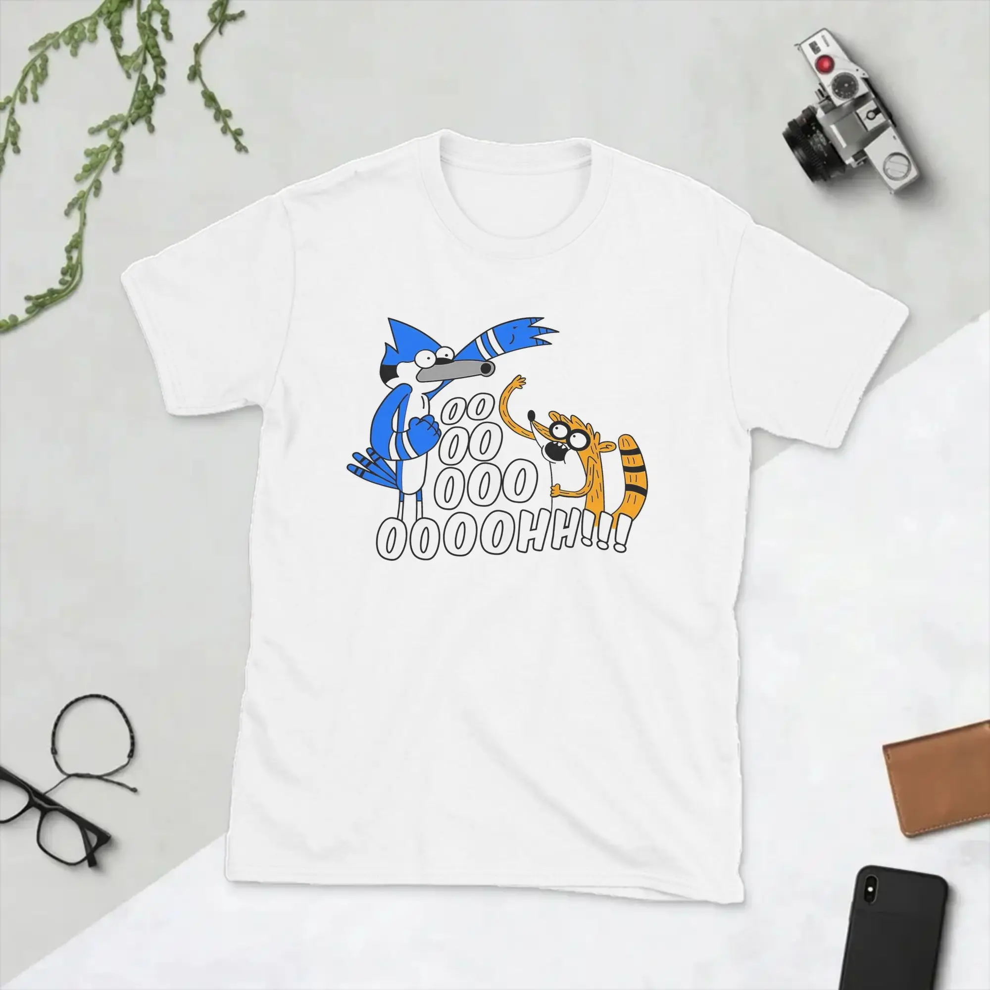 Cartoon Regulars Show Rigby And Mordecai T-Shirts Men  Leisure Pure Cotton Tee Shirt Crew Neck Short Sleeve T Shirts Clothing