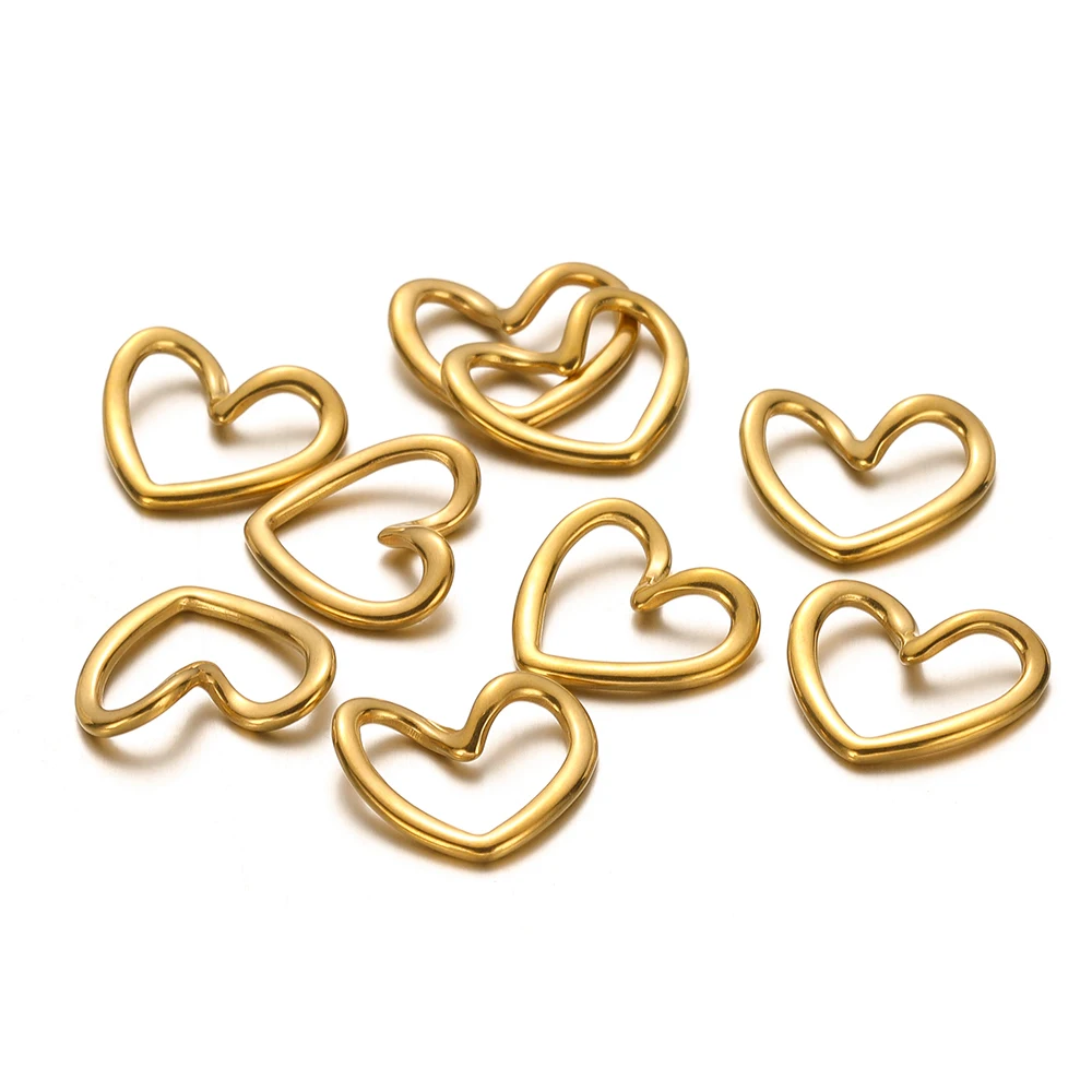 5pcs Gold Color Stainless Steel High Quality Love Heart Charms for Jewelry Making Findings DIY Necklace Earrings Accessories