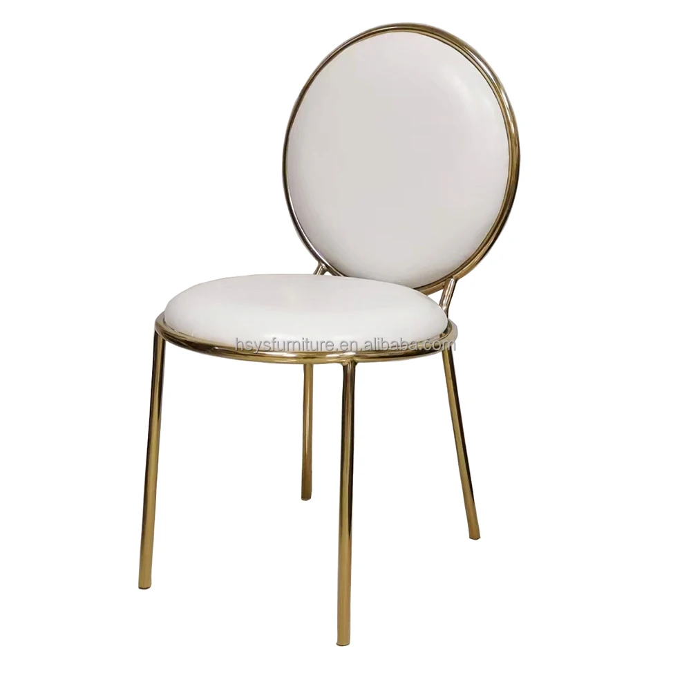 

Factory Price Hot Sale Eco-Friendly Wedding Decoration Used Gold Stainless Steel Round Back Event Dining Chair For Rental