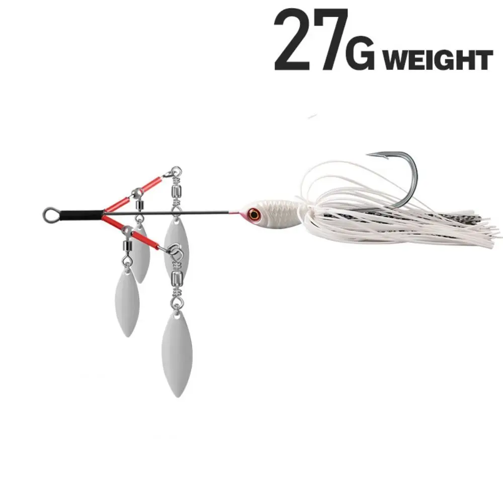 New Silicone+Stainless Steel Spinner Bait Lead Jig Flap Tassel Beard Fishing Lure 27g 13cm Buzzbait Spinner Bait Sea Fishing