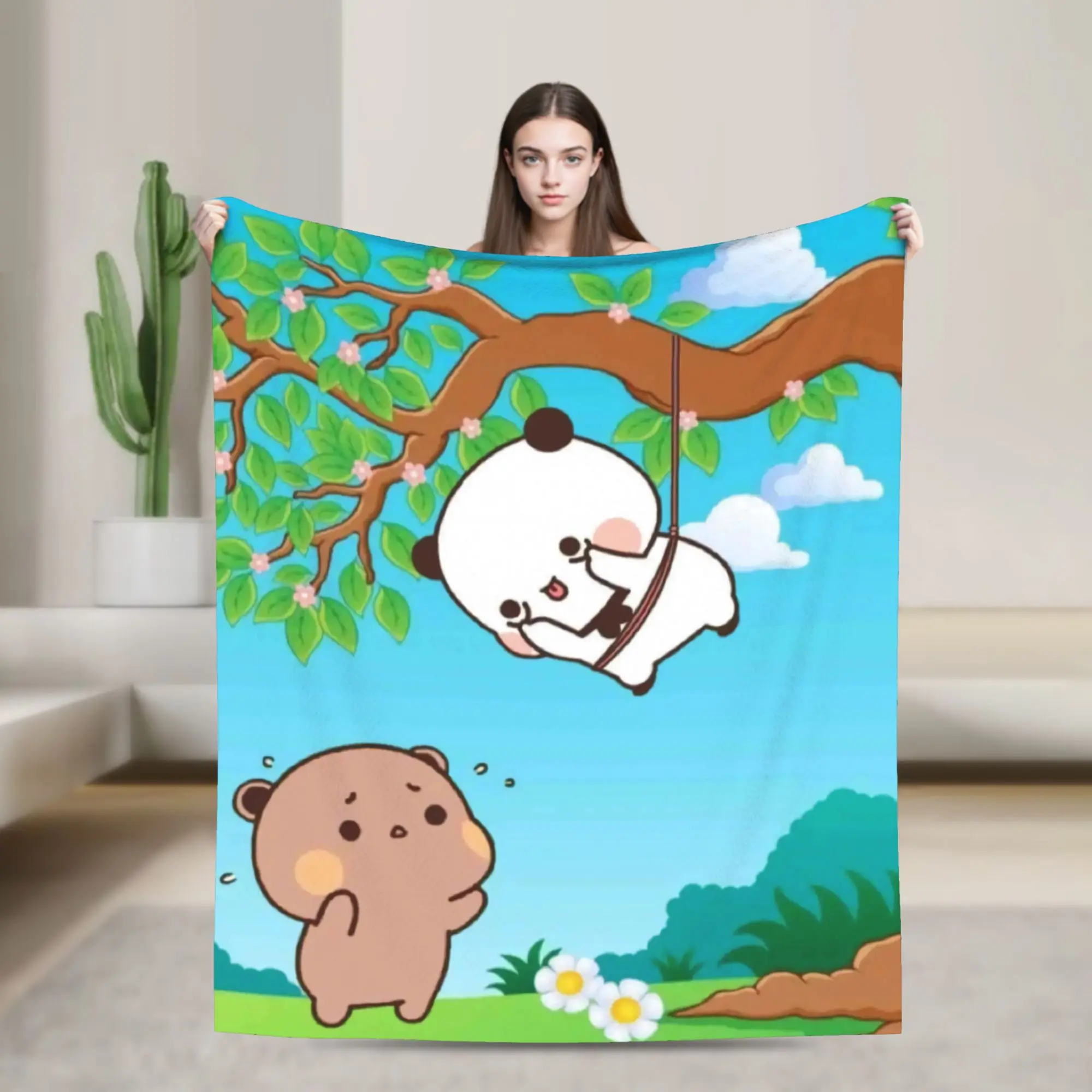 Bubu & Dudu Swing Super Warm Blankets  Kids Adult Plush Throw Blanket Fluffy Bedroom Flannel Bedspread Sofa Bed Cover