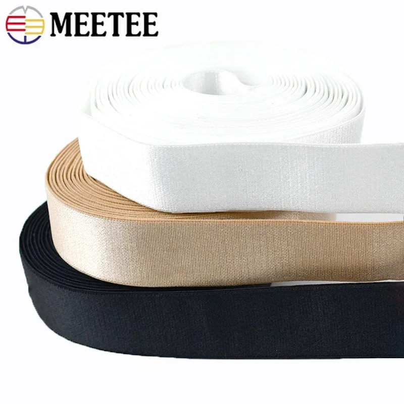 10/20/50Meter Meetee 6-30mm Nylon Elastic Bands for Underwear Shoulder Strap Bra Belt DIY Garment Rubber Tape Sewing Accessories