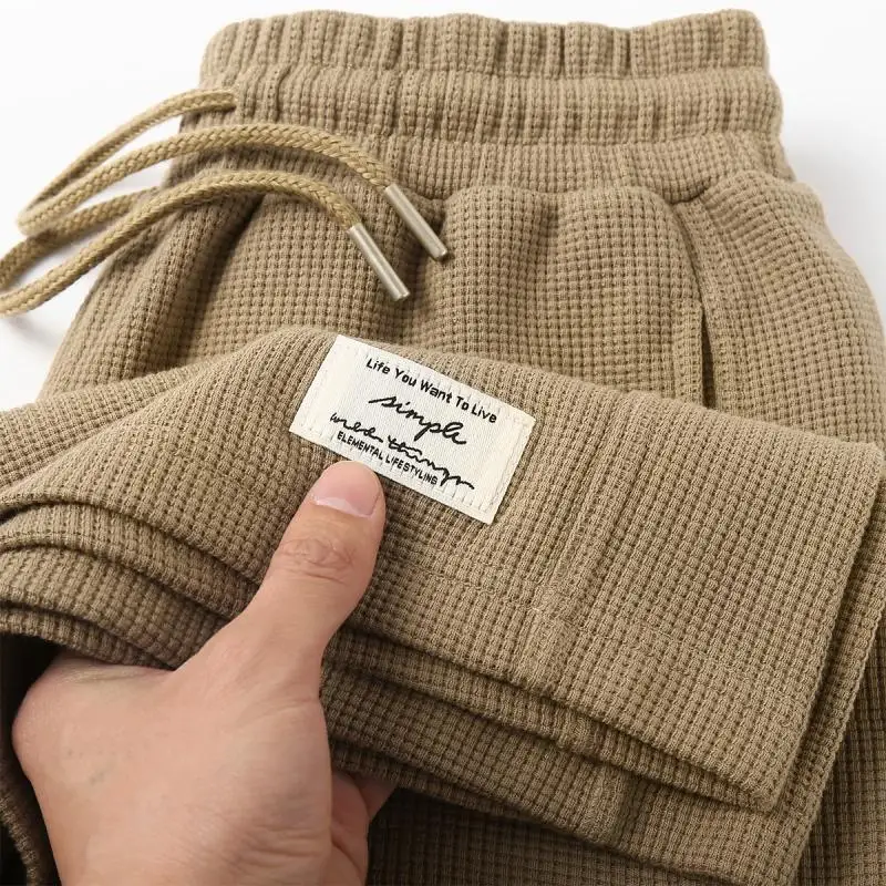 

Мужские летние свободные американские повседневные шорты цвета хаки с вафельным узором