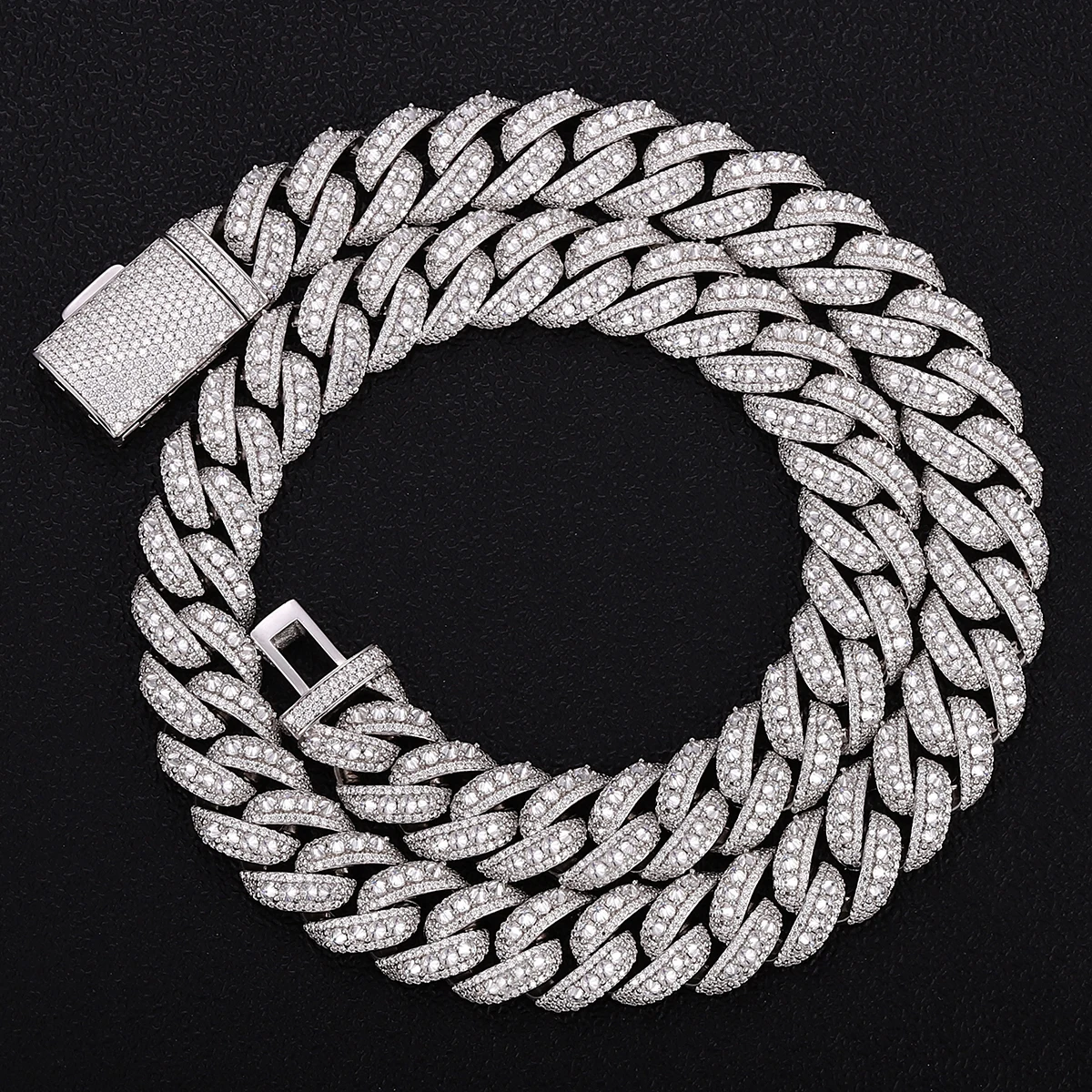 

Прованс Муассанит кубинская цепочка ожерелье для мужчин S925 серебряное ожерелье круглой огранки Майами рэпер браслет браслет в стиле хип-хоп