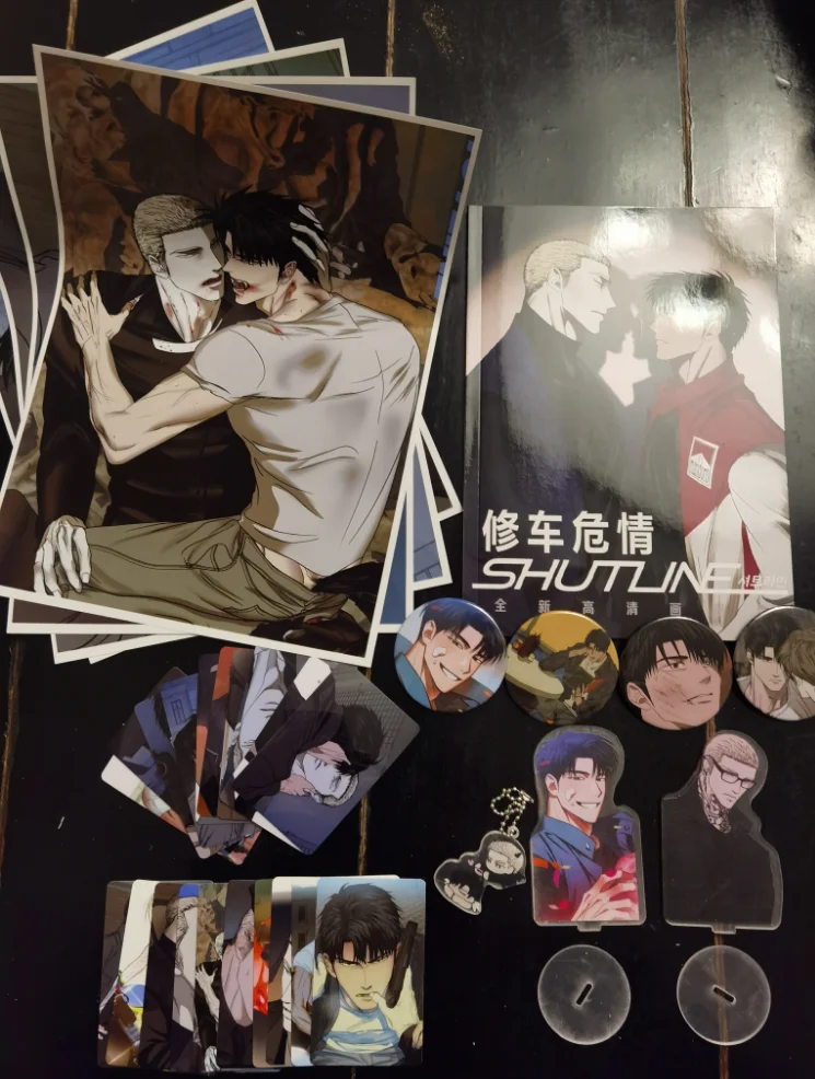 Shut Line korea comic Photo book card acrylic stand card sticker badge key chain set as gift to friend