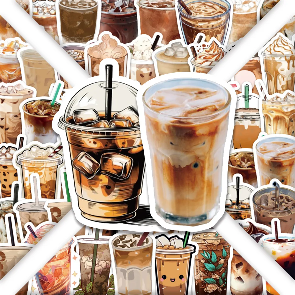 

10/54PCS Milk Tea Beverage Cartoon Graffiti Decorative Stickers DIY Guitar Refrigerator Phone Suitcase Water Cup Skateboard