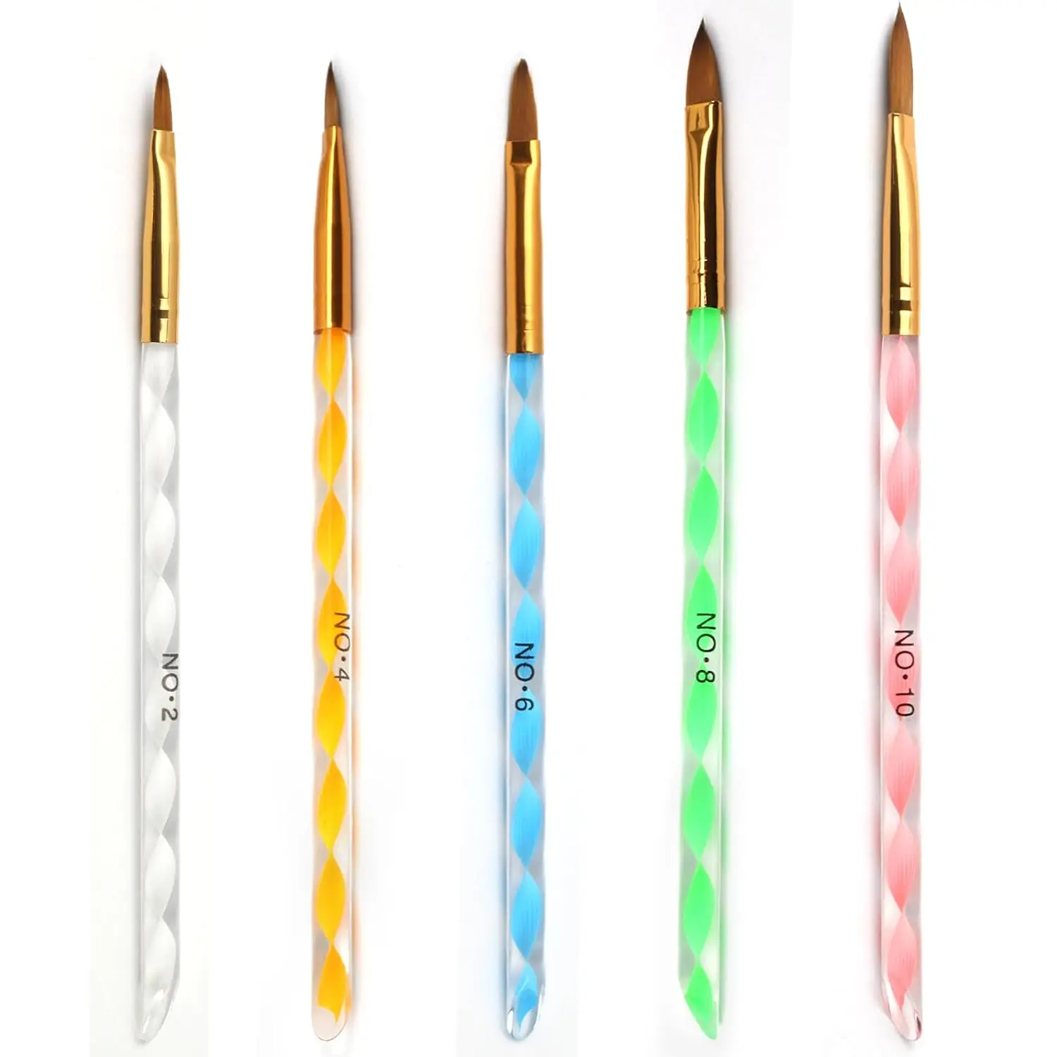 YIKOOLIN 5Pcs Nail Art Brushes Set Nail Extension Gel Brush 