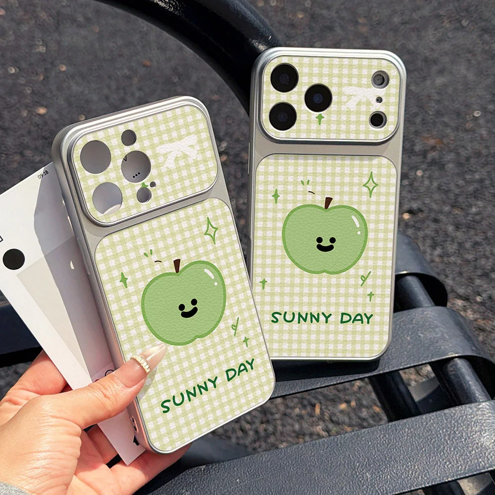 Phone Case For iPhone 18 17 16 15 14 13 11 12 Pro Max Cases Kawaii Smiley Green Fruits Shockproof With A Bracket Fundas - view 4