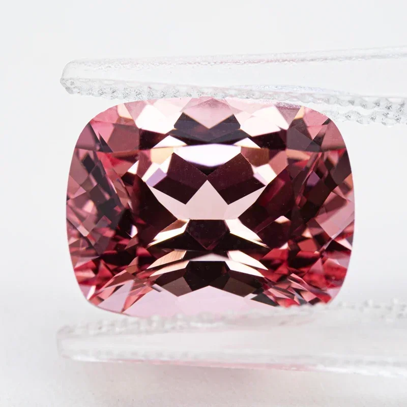 Laborgezüchteter Padparadscha-Edelstein in Kissenform, rote Lotusfarbe, VVS1, Charm-Perlen für die DIY-Schmuckherstellung, wählbares Zertifikat – Detail 2
