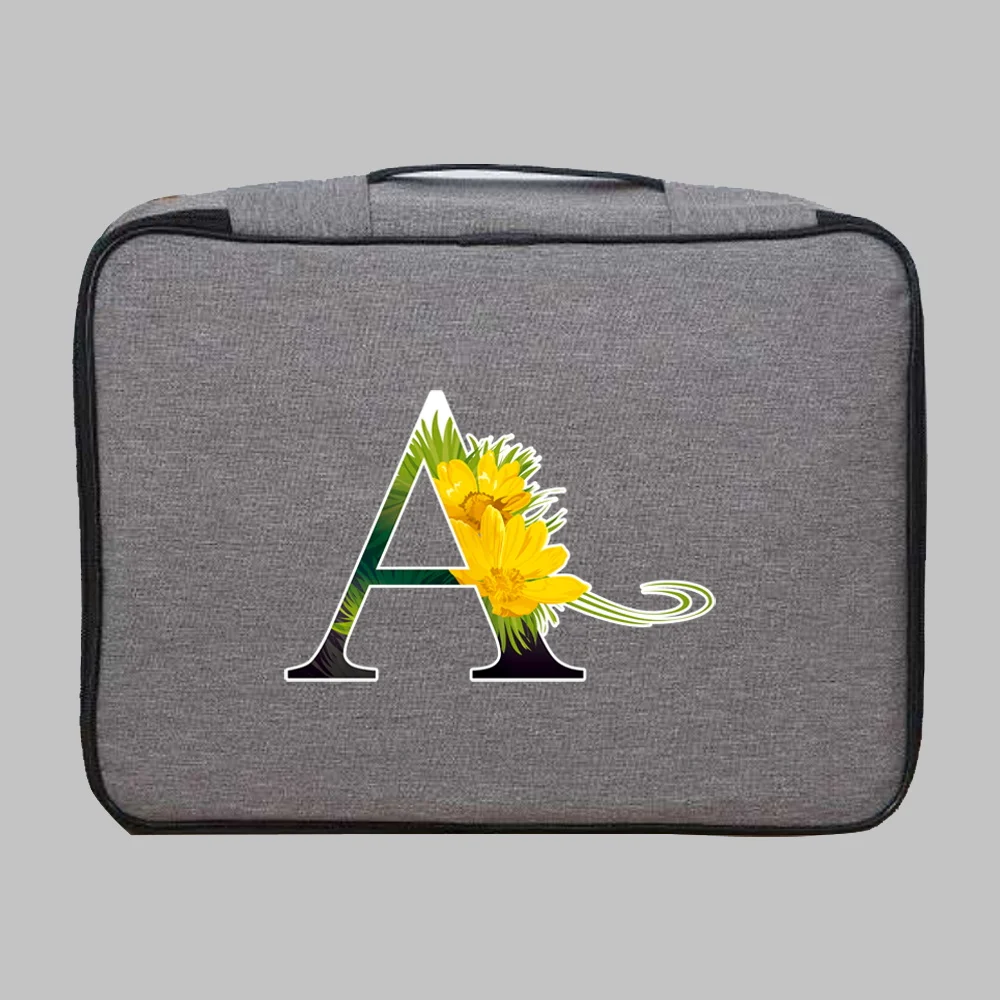 Imagen 7: Bolsa de Almacenamiento de Documentos y Boletos de Gran Capacidad, Organizador de Certificados, Maletín con Estampado Floral y Letras, con Cierre