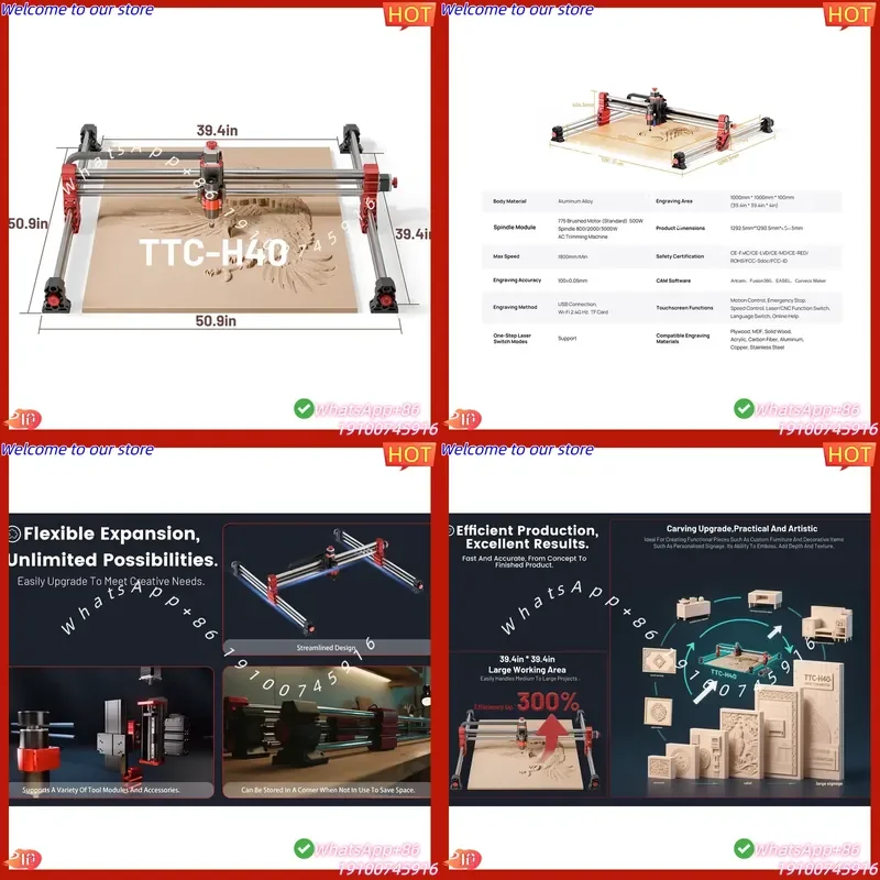 

2026 Imagination Creates Precision for TTC H40 4-Axis CNC Router 1m X 1m DIY Woodworking Metal Engraving Machine 500W Spindle
