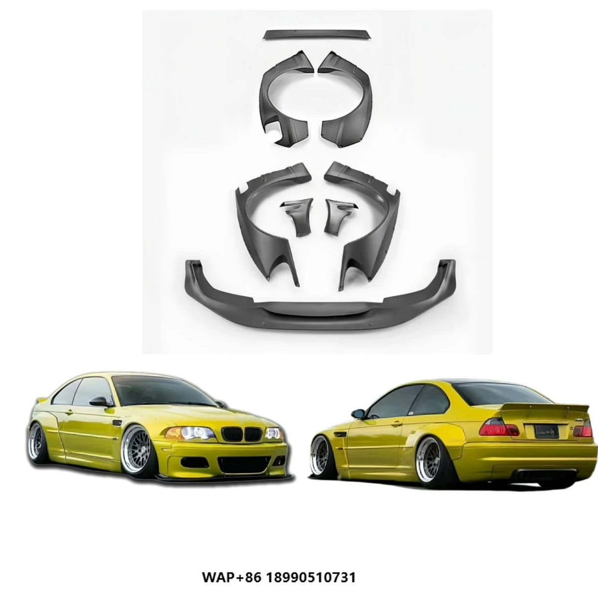 

2005 for 3 Series E46 Wide Body Kit Rocky Bunny M3 Upgrade with New Car Bumpers 1998-2005 Model Fit