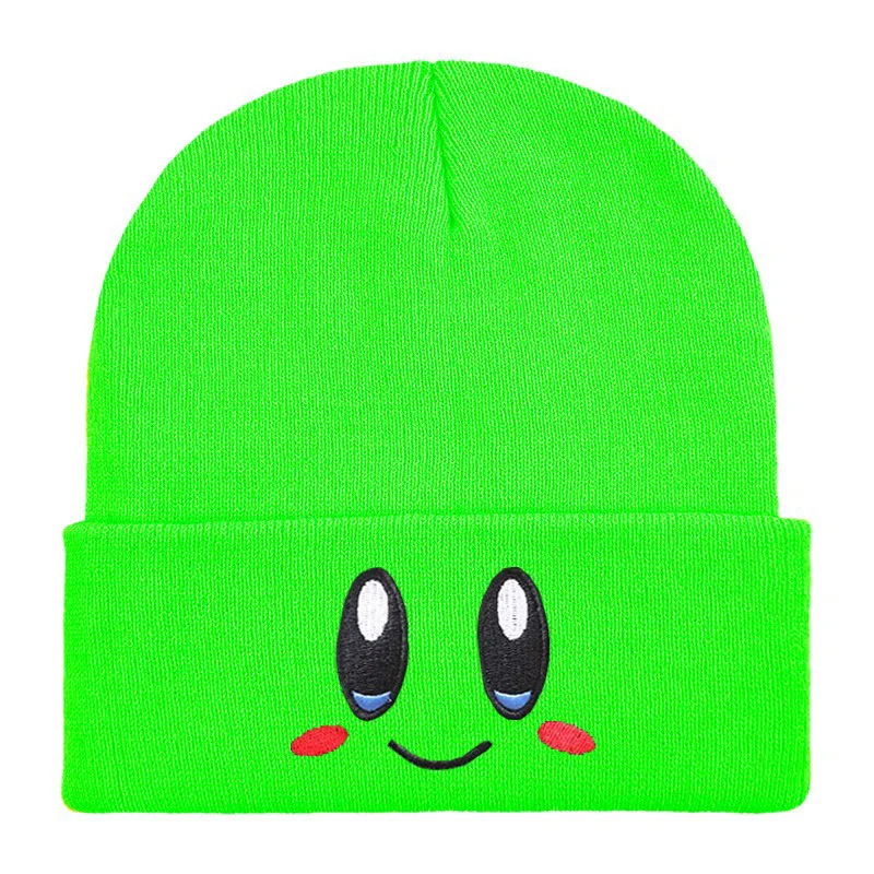 Casual Beanies Skullies KIRBYS Lovely Face Embroidery Knitted Hat Bonnet Cap Girls Boys Skiing Warm Unisex Beanie Accessories