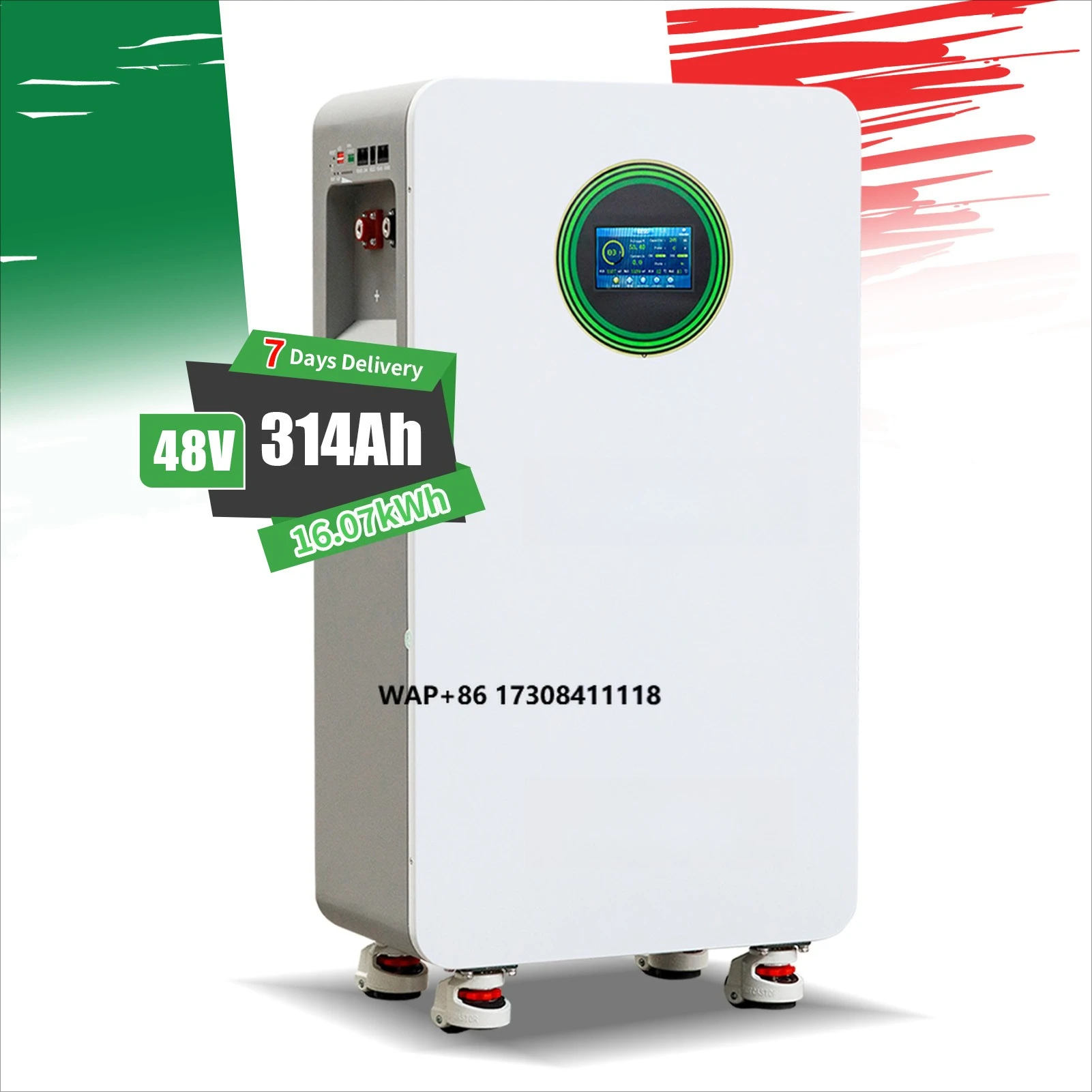 IP65 مقاوم للماء 51.2 فولت 314ah 16KWH Lifepo4 بطاريات ليثيوم أيون مثبتة على الحائط