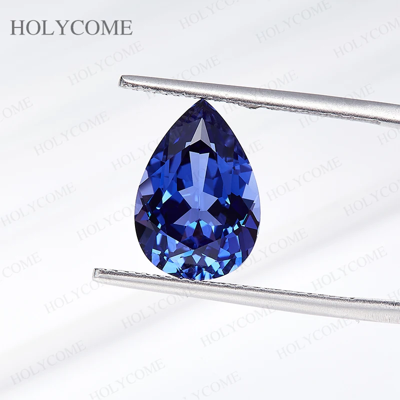 

【Lab Grown Sapphire】 Pear Shape Brilliant Cut Multiple Sizes Loose Stones Materials For Jewelry Making Selectable AGL Holycome