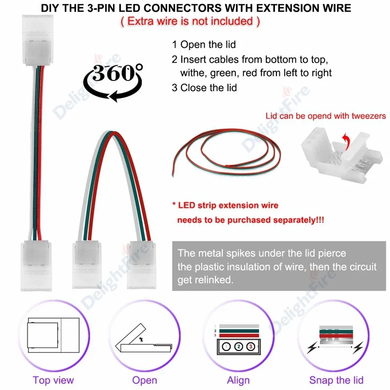 2/3/4Pin LED Strip Connector 8/10mm Adjustable(90-180 Degrees) Angle LED Connectors For 3528/5050 RGB LED Strip Lights Connector