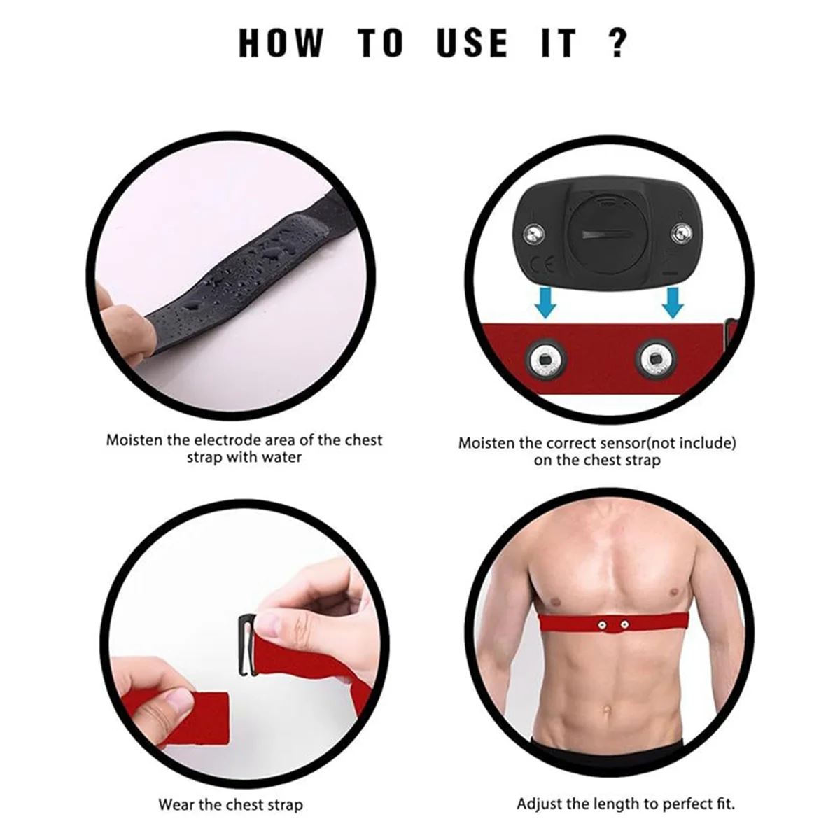 حزام معدل ضربات القلب، حزام الصدر، حزام بديل قابل للتعديل لركوب الدراجات، حزام معدل ضربات القلب، حزام مطاطي أزرق