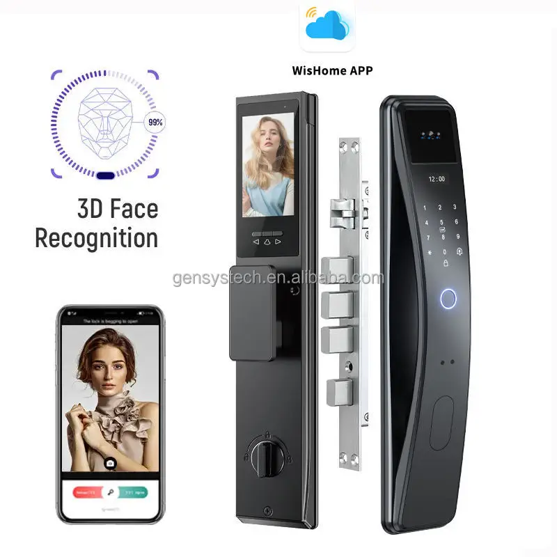 001 2025 New Design Automatic Lock 3d Face Fingerprint Wishome Fully Automatic Touch Finger Smart Door Locks