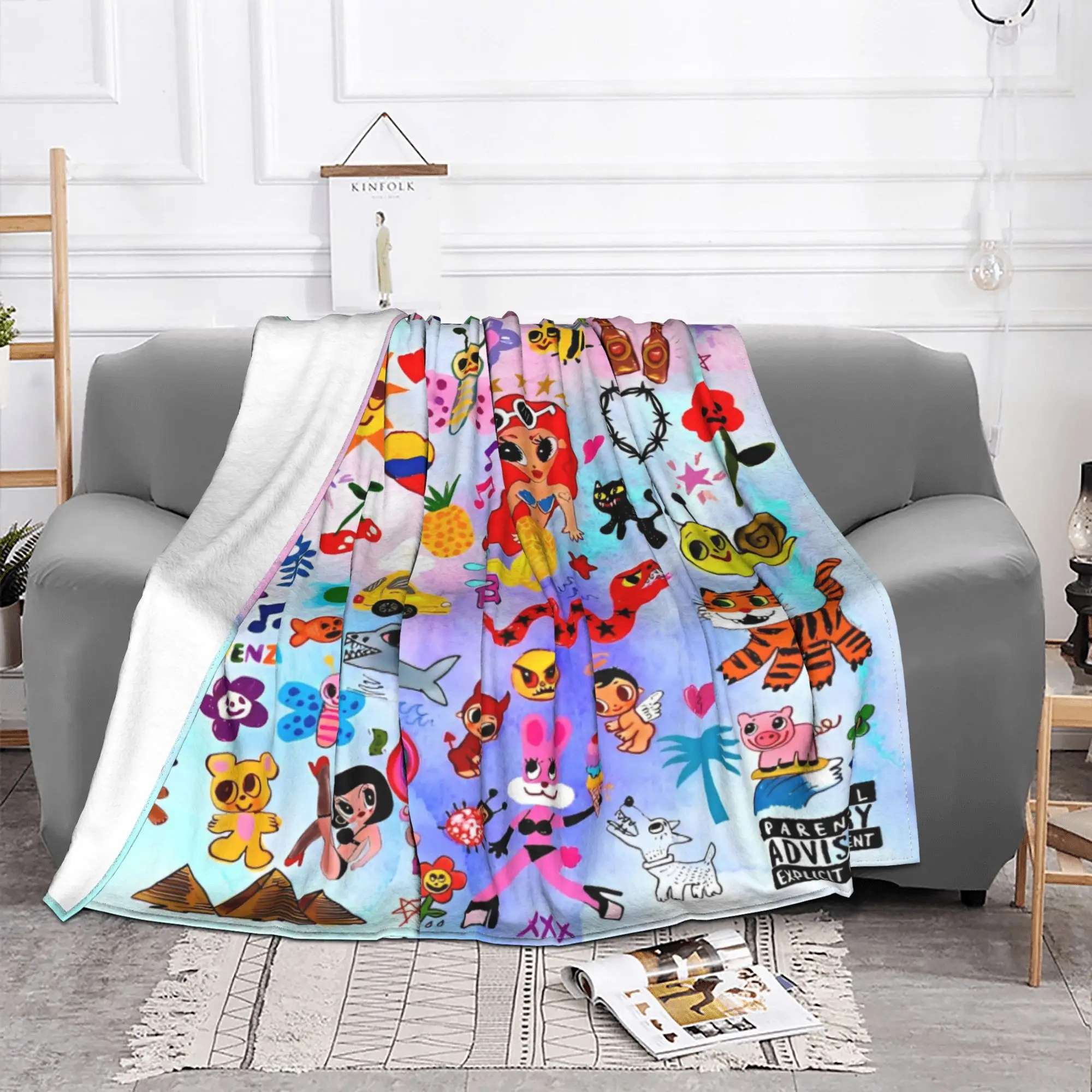 Karol G Manana Sera Bonito Cartoon Blankets Coral Fleece Plush  Multi-function Warm Throw Blanket for Sofa Travel Bedspread