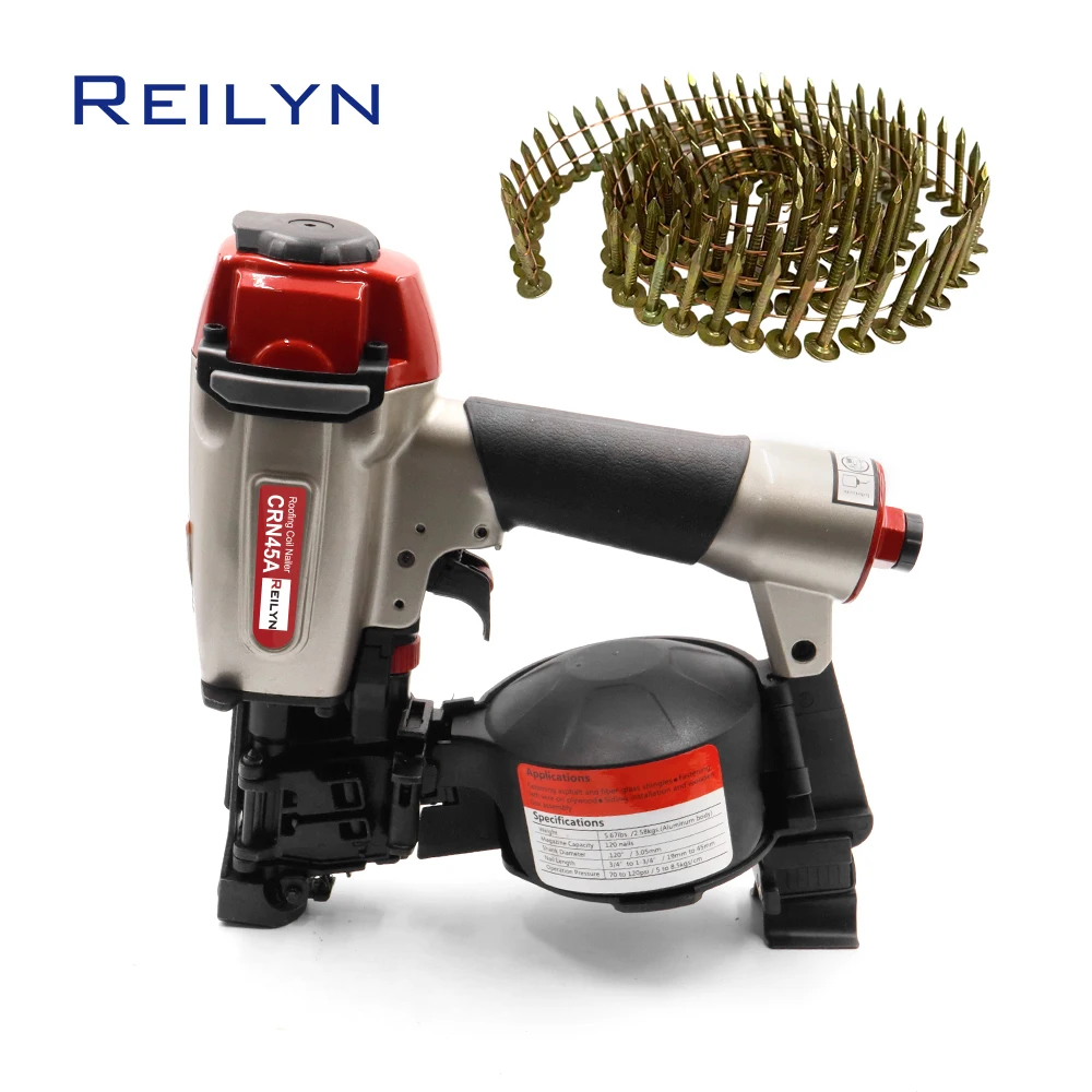 Reilyn Roofing Nail Gun CRN45A Big Cap Coil Nailer for roof 32mm Asphalt Shingles Nailing Tool