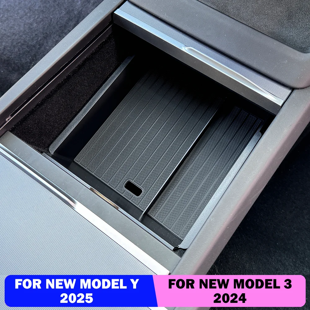 

Для Tesla Model Y Launch 2025 Model 3 Highland 2024, чехол для хранения очков на центральной консоли, подлокотник, верхняя и нижняя флокировка