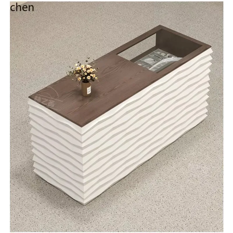 GZ-1  Women's Decoration Store Glass Display Cabinet Integrated Counter Beauty Salon Company Front Desk Reception Desk