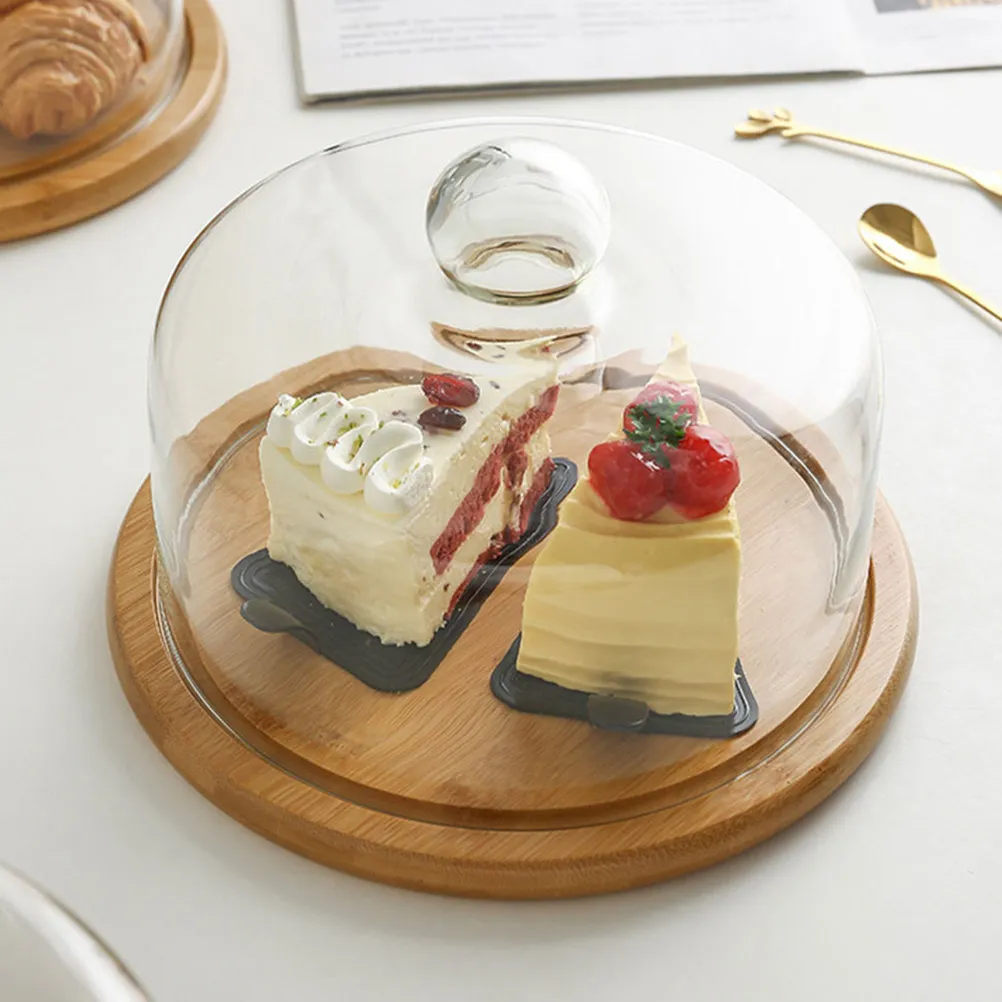 

21Cm Glass Cake Dome Cover High Transparency Round Dessert Display Dome for Cakes Pies Pastries Fruit Bread Cheese Protection