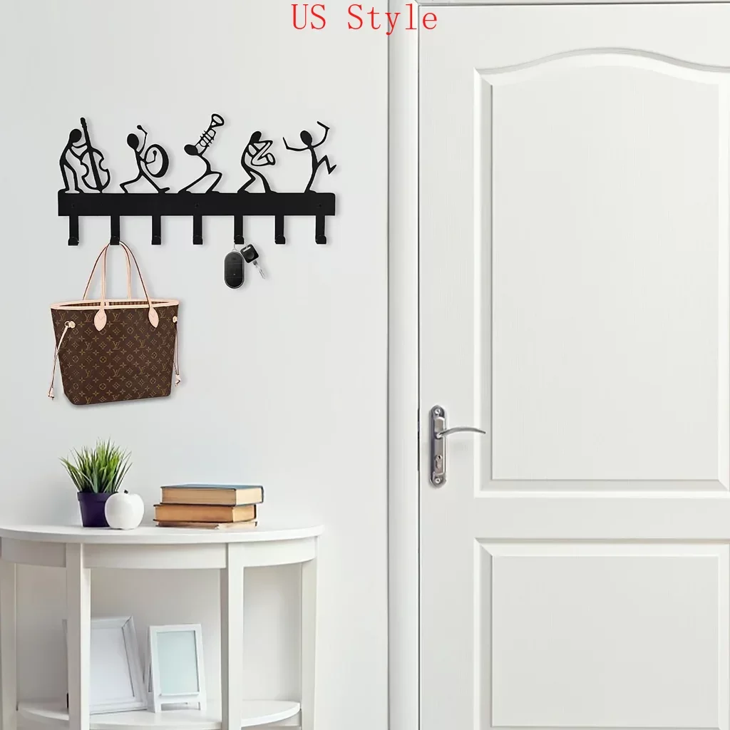 Metal Symphony Orchestra Key Holder Hooks Organizer Rack Key Holder Wall,Mounted Coat Hats Bags Clothes Hooks Wall Decorative Ga