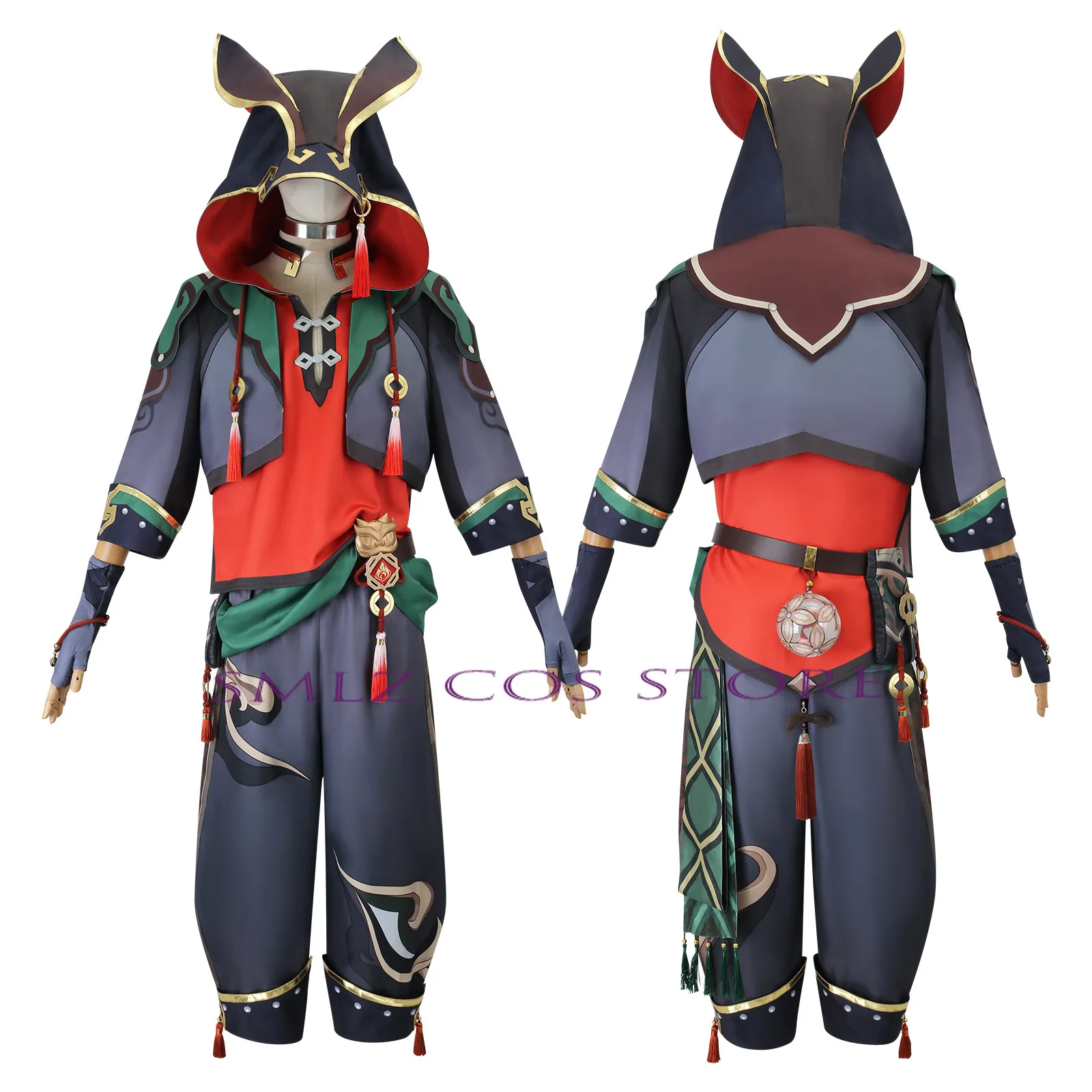 Hochwertiges Gaming-Cosplay-Kostüm Genshin Impact Ga Ming Cosplay-Outfit Liyue Lion Boy Jiaming Jia Ming Set Perücke Requisiten für Männer