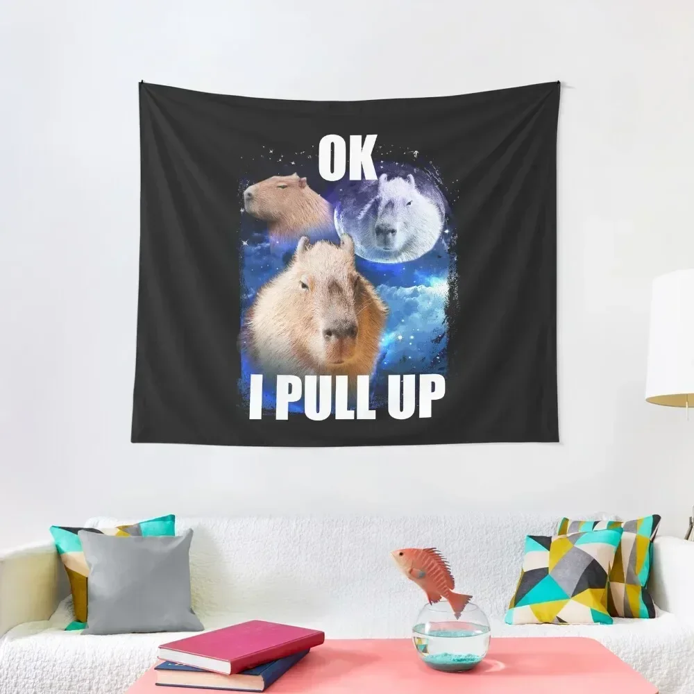 

Ok I Pull Up Capybara meme Tapestry Bed Room Decoration Decor For Room Carpet Wall For Bedroom Tapestry