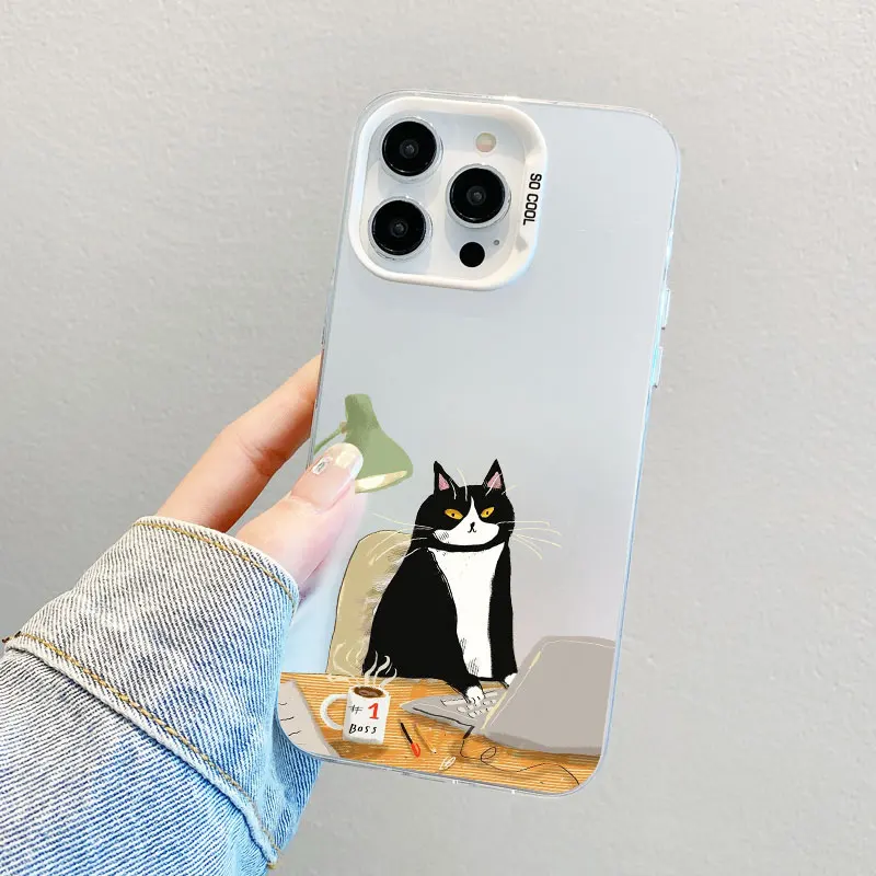 نزهة المشهد الكرتون الحيوانات القط الكلب الليزر قضية الهاتف آيفون 13 12 Mini 14 11 Pro Max 17 15 16 Pro Max Plus 17 Air Covers