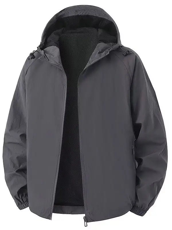 Męska kurtka przejściowa wiosenno-jesienna, zimowa, z kapturem, cienka, wiatroodporna, luźna, duży rozmiar, outdoorowa, codzienna kurtka wiatrówka.