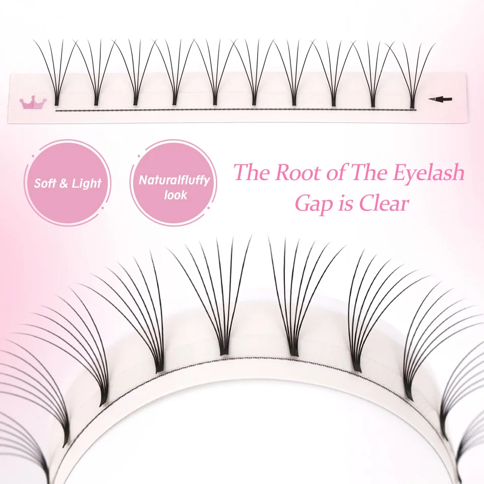 AGUUD Soft Natural Premade Volume Fans Short Stem 3d/4d/5d/6d Russian Volume Professional Eyelash Extension Faux Mink Lash Cilio