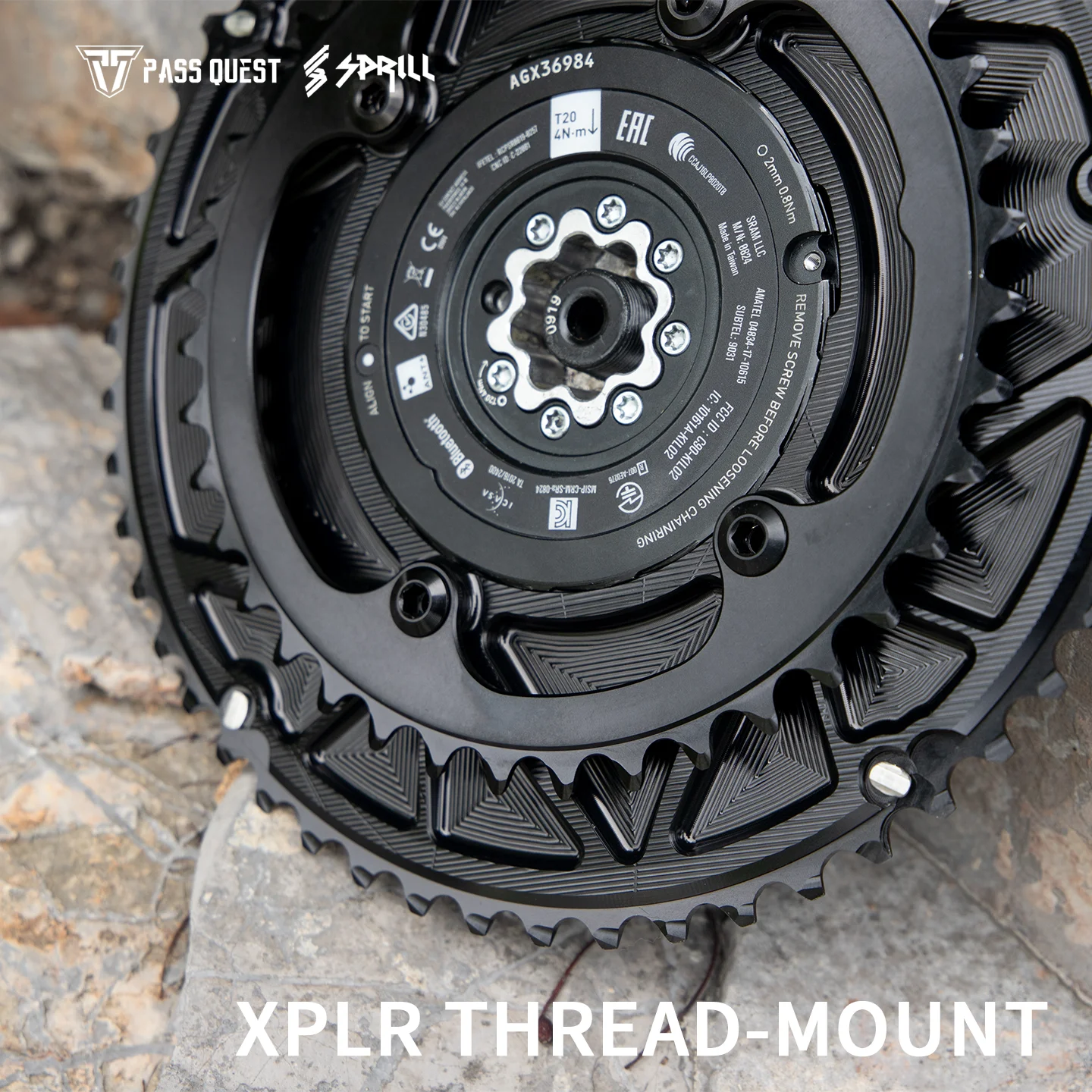 Double plateaux de chaîne pour Red XPLR THREAD-MOUNT 2x, adaptés aux chaînes AXS 12/13 vitesses, compatibles avec les capteurs de puissance Sram E1