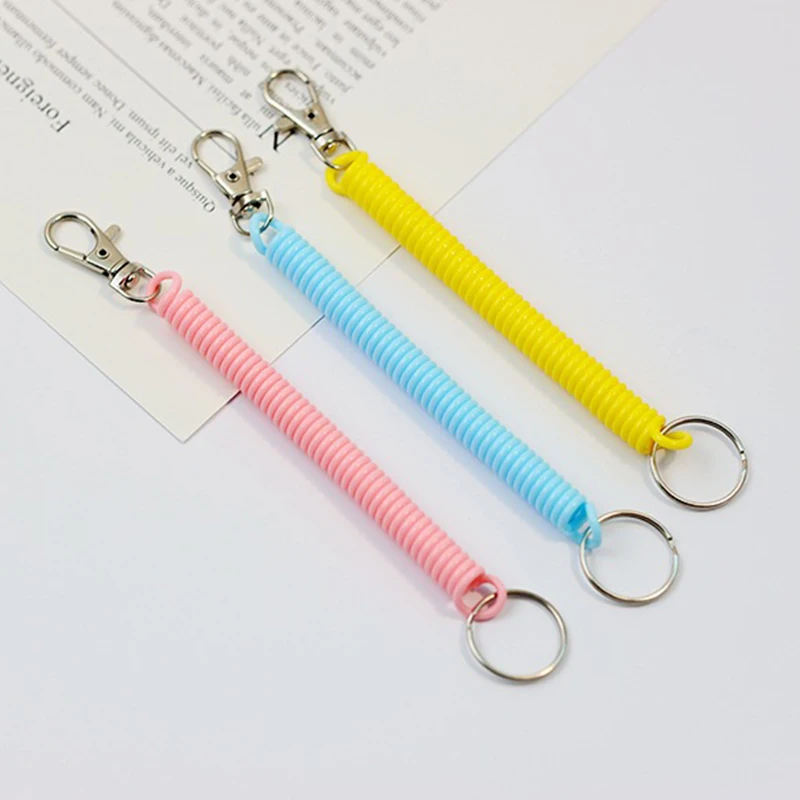 Lobster Clasp Clip Hook Spring Lanyard Spring Stretchy Coil Keyring Phone Spring Keychain Pendant Anti-lost INS Swivel Creative