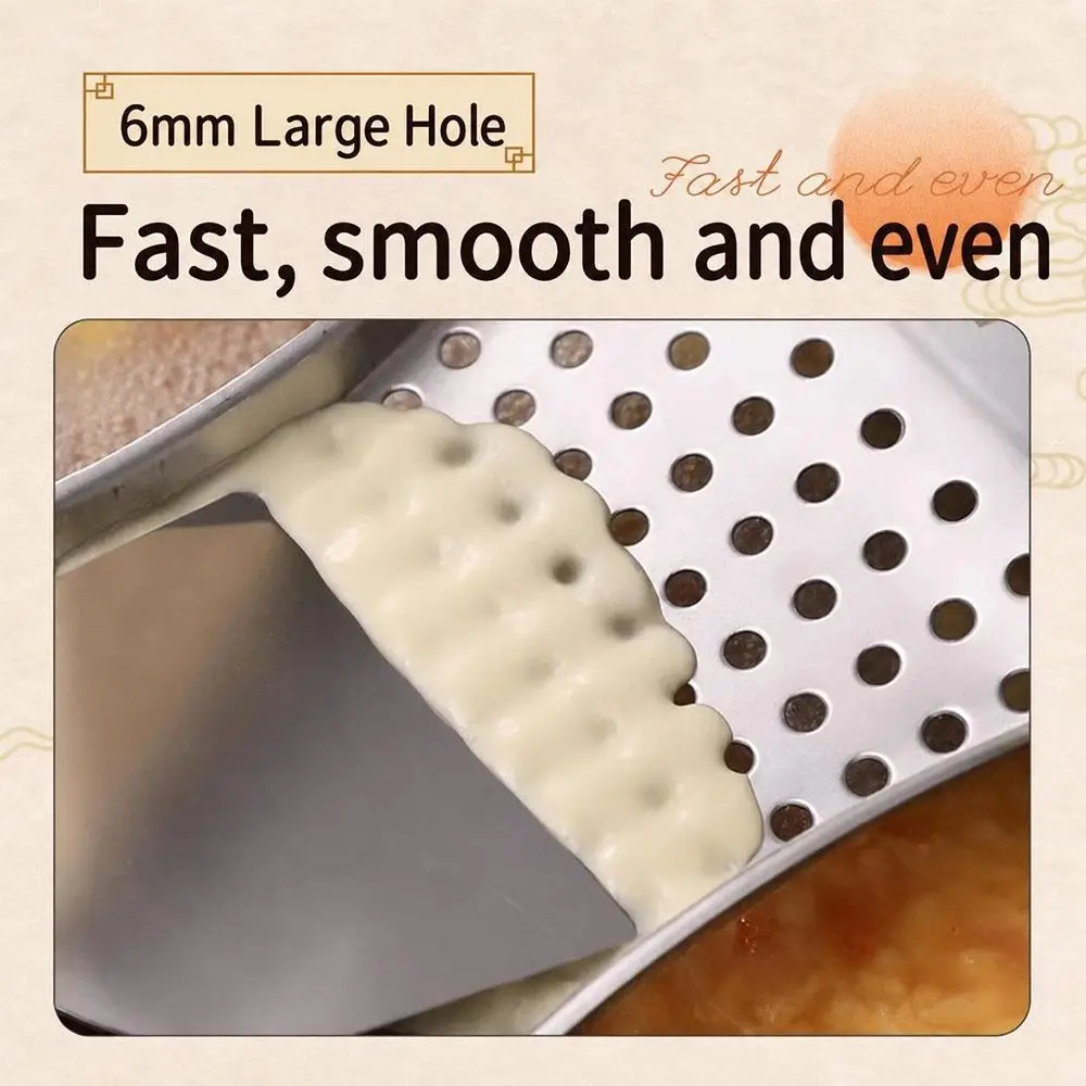 Stainless Steel Dough Drop Maker Pot-Mounted Perforated Surface Batter Dumpling Maker Heat-Resistant Grips Grooved Edge