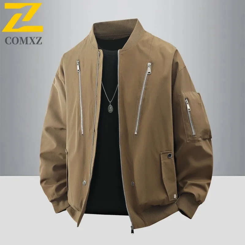 

COMXZ Мужская куртка для верховой езды с бейсбольным воротником, дизайнерская уличная удобная мотоциклетная куртка, повседневная легкая осенняя новая одежда