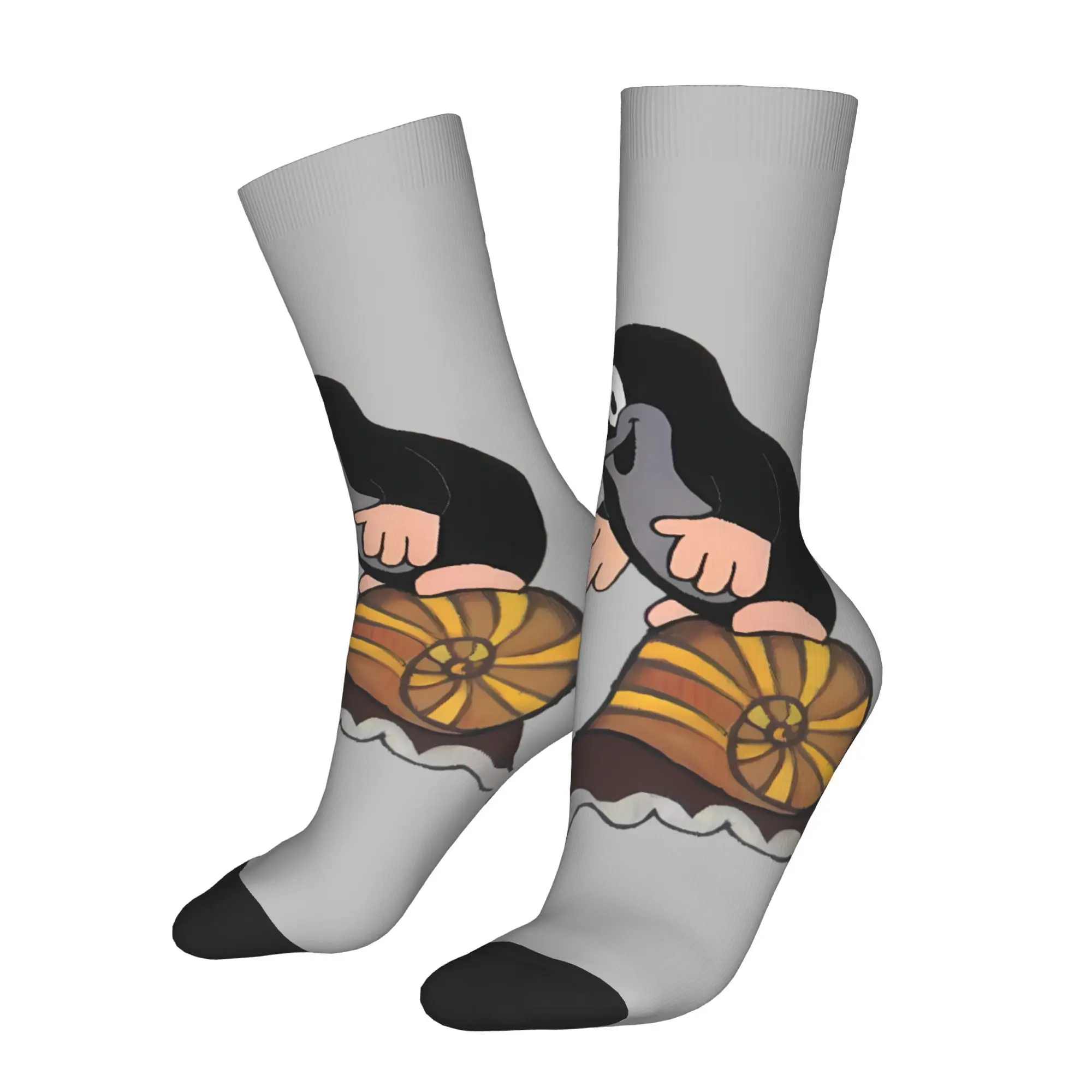 

Забавные мужские носки Happy с рисунком крота в стиле ретро, Харадзюку, хип-хоп, новинка, носки для экипажа, подарочный узор с принтом