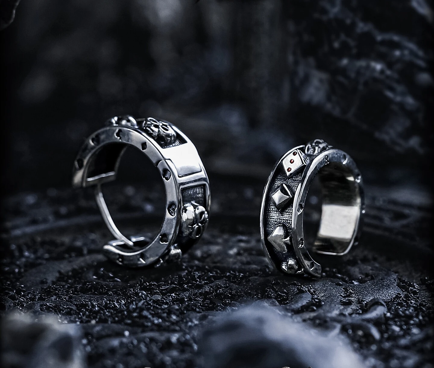 

[Dark Mansion] Dark Wind 925 Silver Stud Earrings Men's No Ear Pierced Ear Clips Retro Ear Buckles