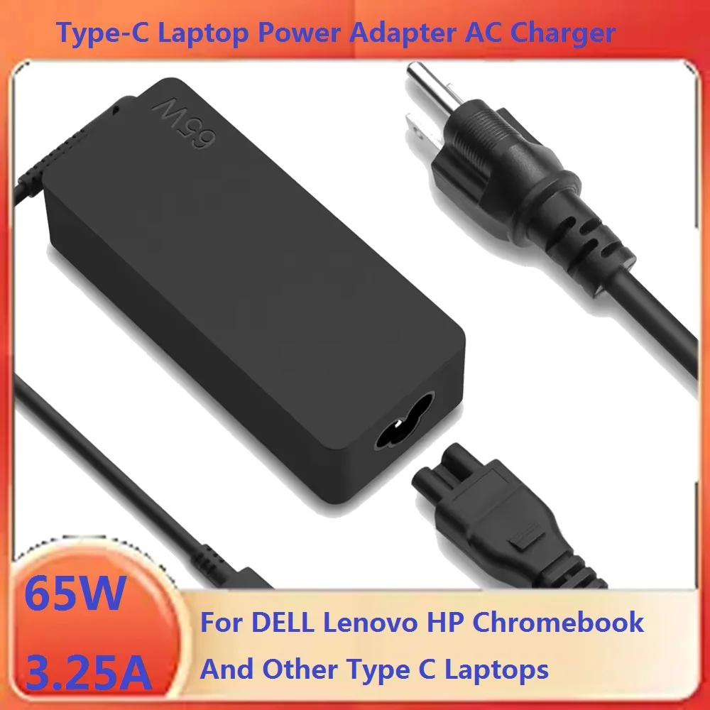 65W 20V 3.25A USB C Laptop Charger Adapter for Lenovo ThinkPad Hp Chromebook Yoga Huawei Xiaomi ASUS Type C Power Adapter